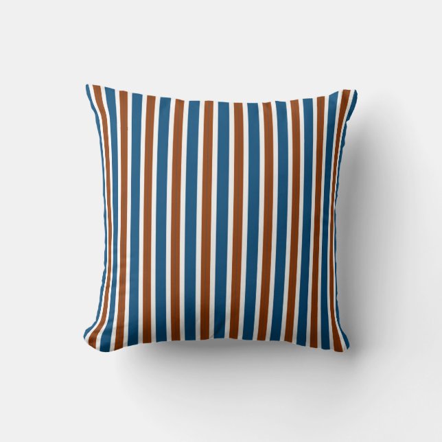Almofada royal blue, rust brown, and crisp white vertical s (Frente)