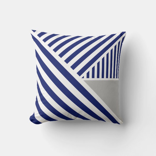 Almofada Royal Blue Stripes and Grey (Frente)