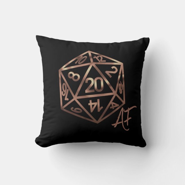 Almofada RPG Crit AF | Copper Fantasy Tabletop Gamer Dice (Frente)