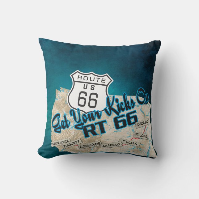 Almofada rt 66 get your kicks pillow 26blue (Frente)