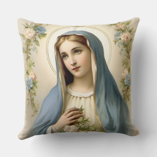 Almofada Rua Abençoada Religiosa Católica Mary Floral