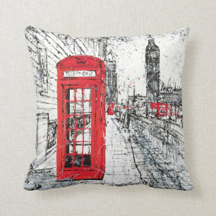 Almofada Rua de Londres, travesseiro decorativo 16" x 16"