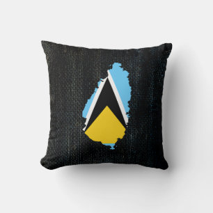 Almofada Rua Lucia Map Flag Burlap, projetado
