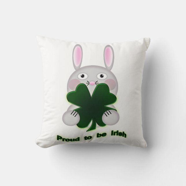 Almofada Rua. Patricks Bunny Orgulha ser irlandês Shamrock (Frente)
