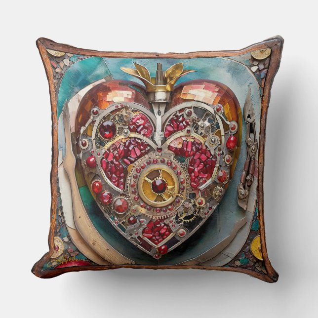 Almofada Ruby Pomegranate Heart Steampunk (Frente)