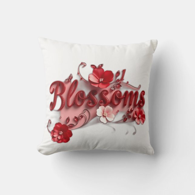 Almofada Ruby Red Script Blossoms (Frente)