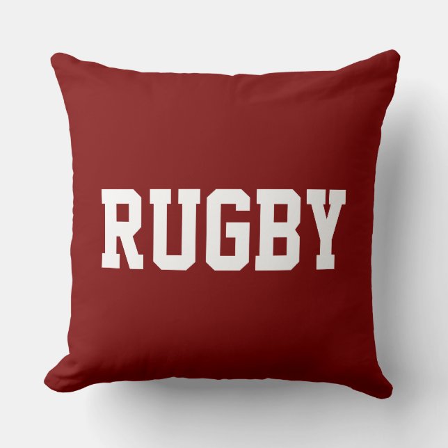 Almofada RUGBY Fun 70s Athletic White Text On Bold Deep Red (Frente)