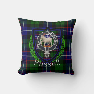 Almofada Russell Scottish Clan Tartan & Crest