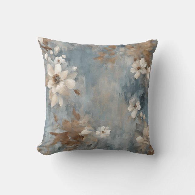 Almofada Russo Dusty Blue Brown Cream Farmhouse Floral Sm (Frente)