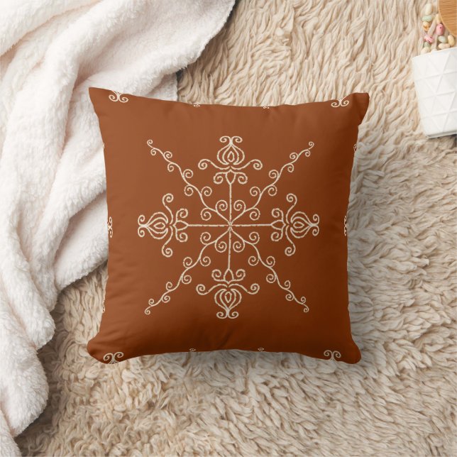 Almofada Rust Brown Indian Boho Line Art Symmetry Pattern (Cobertor)