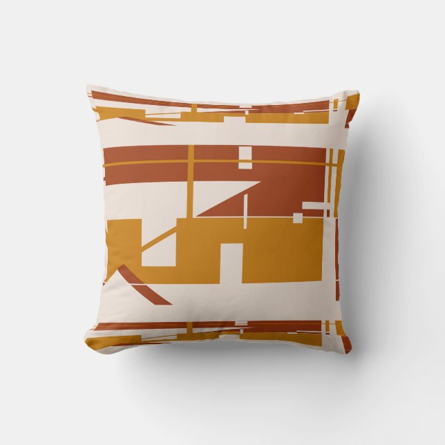 Almofada Rust Dourado na aparência de arte horizontal bege  (Frente)