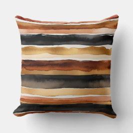 Almofada Rust Fólio Café marfim e listras pretas