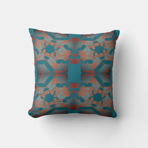 Almofada Rust Slate Blue Teal Mediterranean Floral