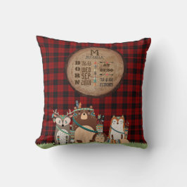 Almofada Rustic BABY STATS Lumberjack Woodland Animal