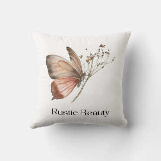 Almofada Rustic Beauty Butterfly Throw Pillow | Minimalist