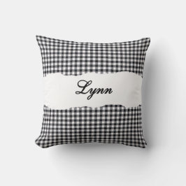 Almofada Rustic Black Gingham Personalized Name