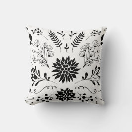 Almofada Rustic Black White Vintage Modern Floral