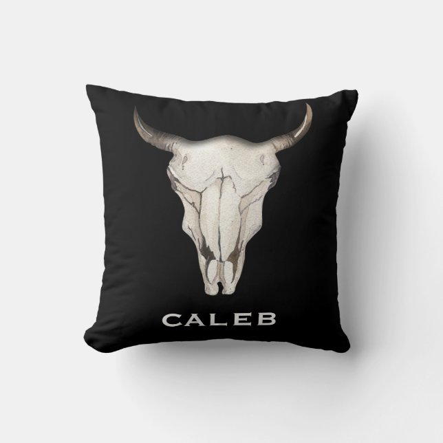 Almofada Rustic Boho Bohemian Cow Bull Western Country (Frente)