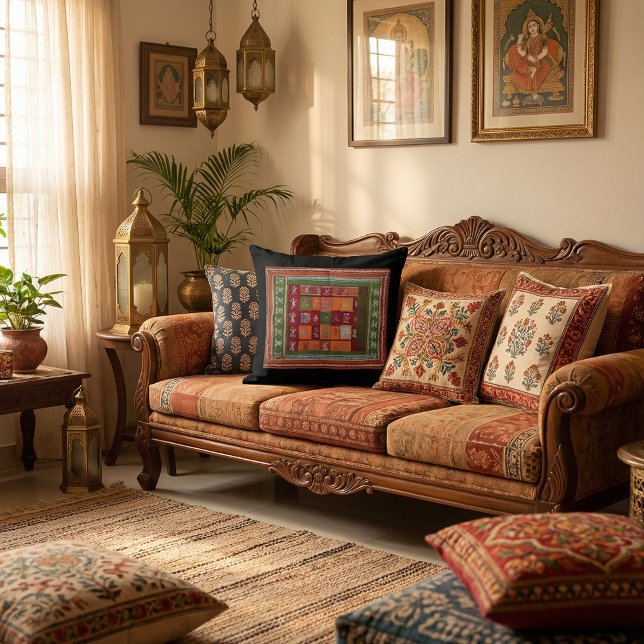 Almofada Rustic Boho Pattern Geometrical floral (Criador carregado)