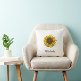 Almofada Rustic Boho Sunflower Elegant Script 