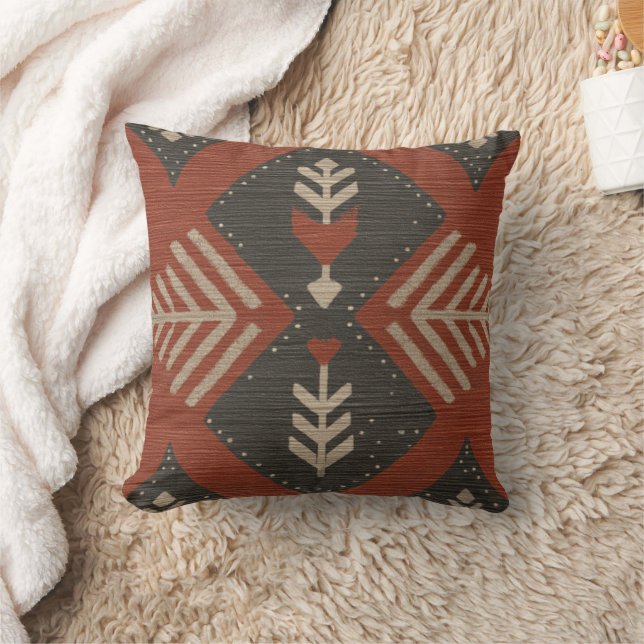 Almofada Rustic Boho Terracotta Print Throw Pillow (Cobertor)