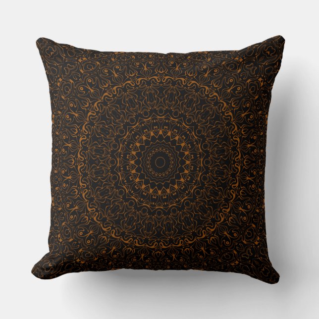 Almofada Rustic Brown Mandala com Charme Ocidental (Frente)