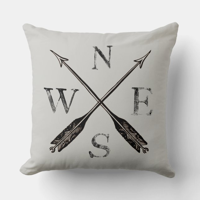Almofada Rustic Compass Nordeste e Oeste (Frente)