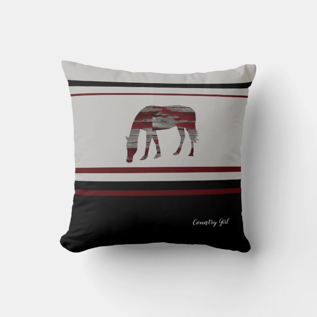 Almofada Rustic - Contemporânea Country Girl - Horse Design (Frente)
