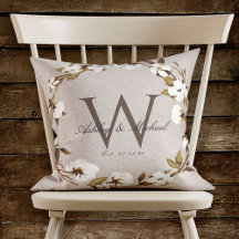 Rustic Cotton Wreath Monograma Weding Keepsael