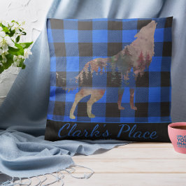 Almofada Rustic Custom Blue Buffalo Xadrez Wolf Wilderness