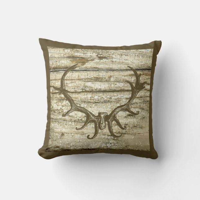 Almofada Rustic Deer Antler Tema De Caça À Arte Retroativa (Frente)
