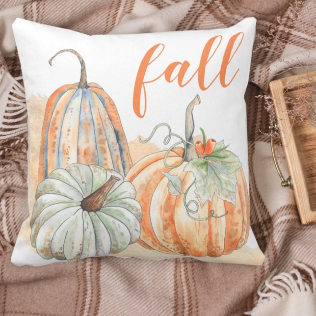Almofada Rustic Fall Watercolor Pumpkins (Criador carregado)