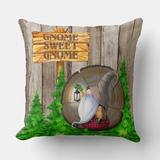 Almofada Rustic Gnome Sweet Gnomo (Frente)