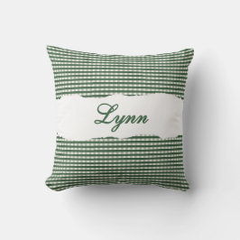 Almofada Rustic Green Gingham Personalized Name