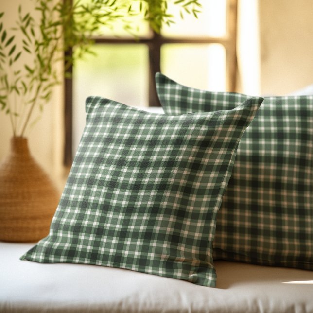 Almofada Rustic Green Gingham Plaid farmhouse pattern (Criador carregado)