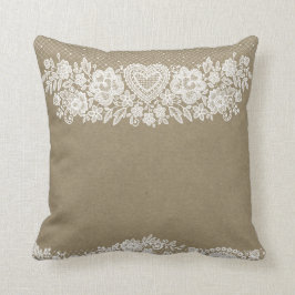 Almofada Rustic Kraft & Renda de Renda Chic de Casa de Camp