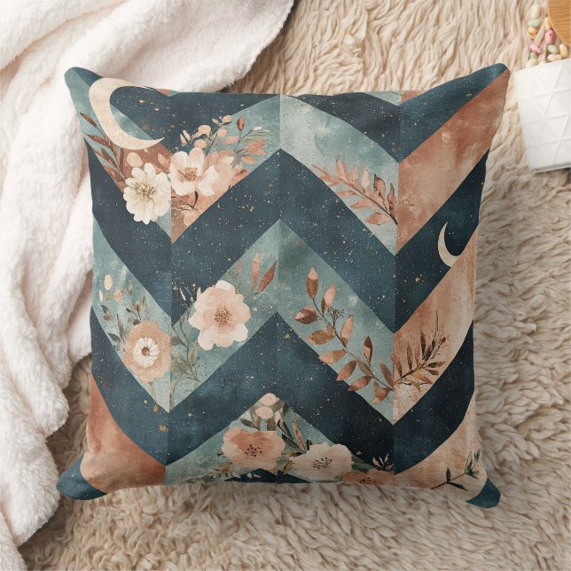 Almofada Rustic Moon Floral Chevron Earthy Pattern (9) (Cobertor)