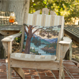 Almofada Rustic mountain range landscape stain glass 