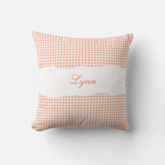 Almofada Rustic Orange Gingham Personalized Name (Frente)