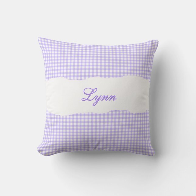 Almofada Rustic Purple Gingham Personalized Name (Frente)