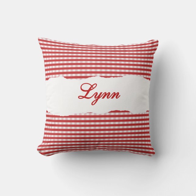 Almofada Rustic Red Gingham Personalized Name (Frente)