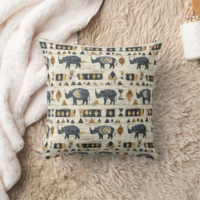 Almofada Rustic Rhino Tribal Pattern (1) (Cobertor)
