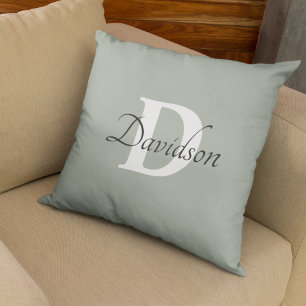 Almofada Rustic Sage Green Monograma inicial
