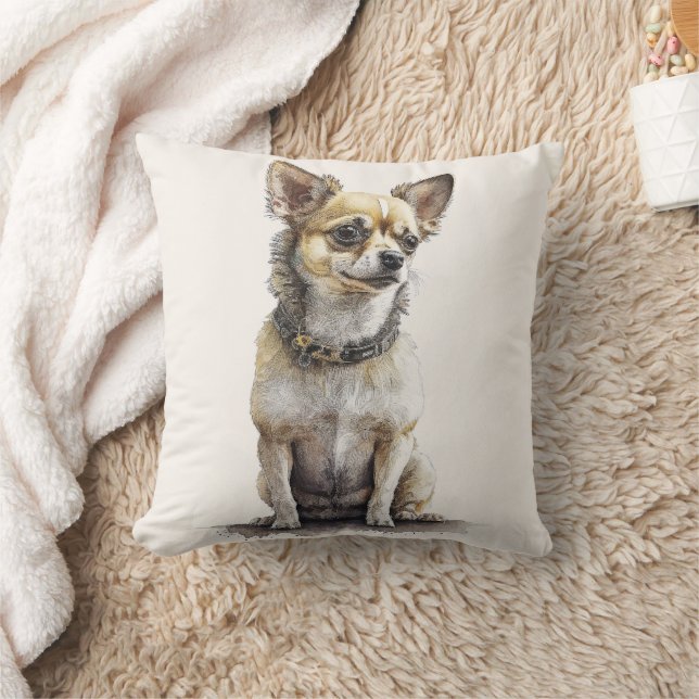 Almofada Rustic Short-Hired Tan Chihuahua Throw Cushion (Cobertor)
