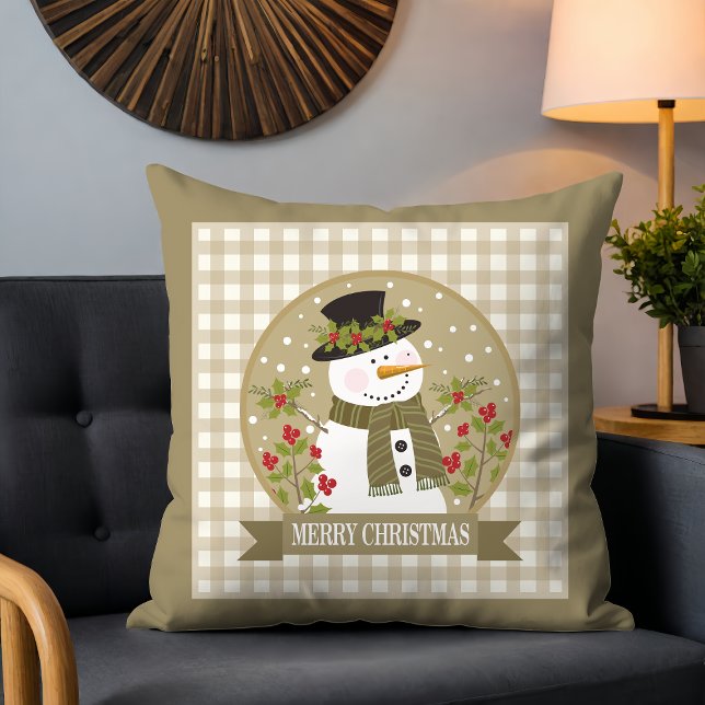Almofada Rustic Snowman Felry Natal Feriados (Criador carregado)