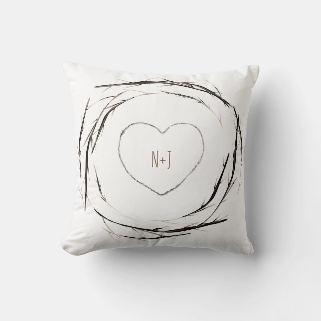 Almofada Rustic Sticks Twigs Branch Wreath Country Chic (Frente)