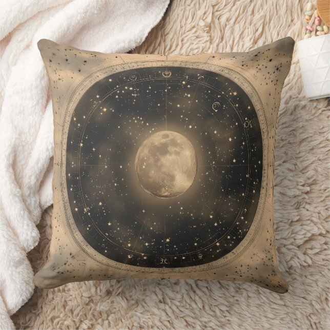 Almofada Rustic Vintage Full Moon Celestial Design (Cobertor)