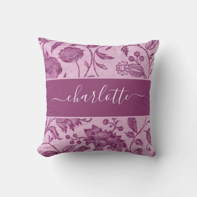 Almofada Rustic Vintage Wildflower Purple Floral (Frente)