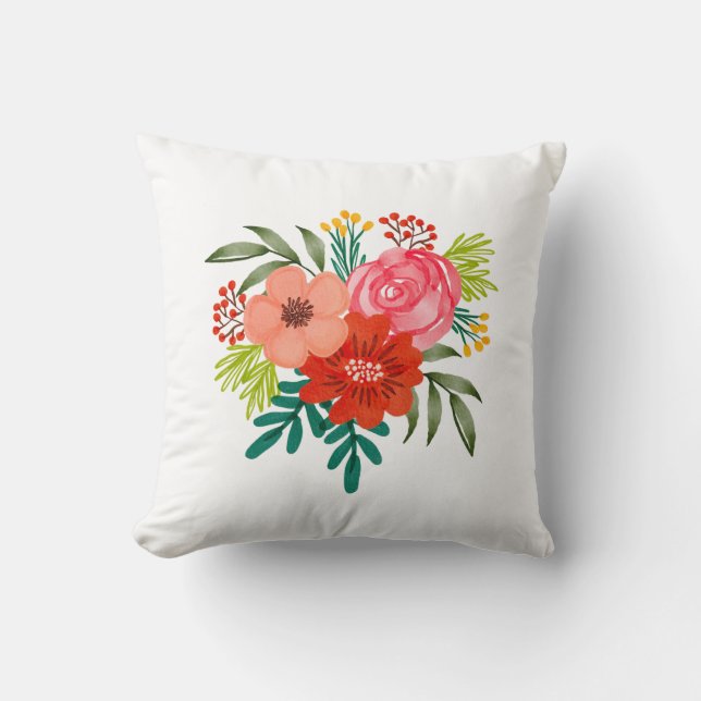 Almofada Rustic Watercolor Floral Christmas  (Frente)
