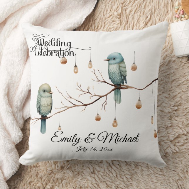 Almofada Rustic Woodland Love Birds Casamento Romântico (Cobertor)